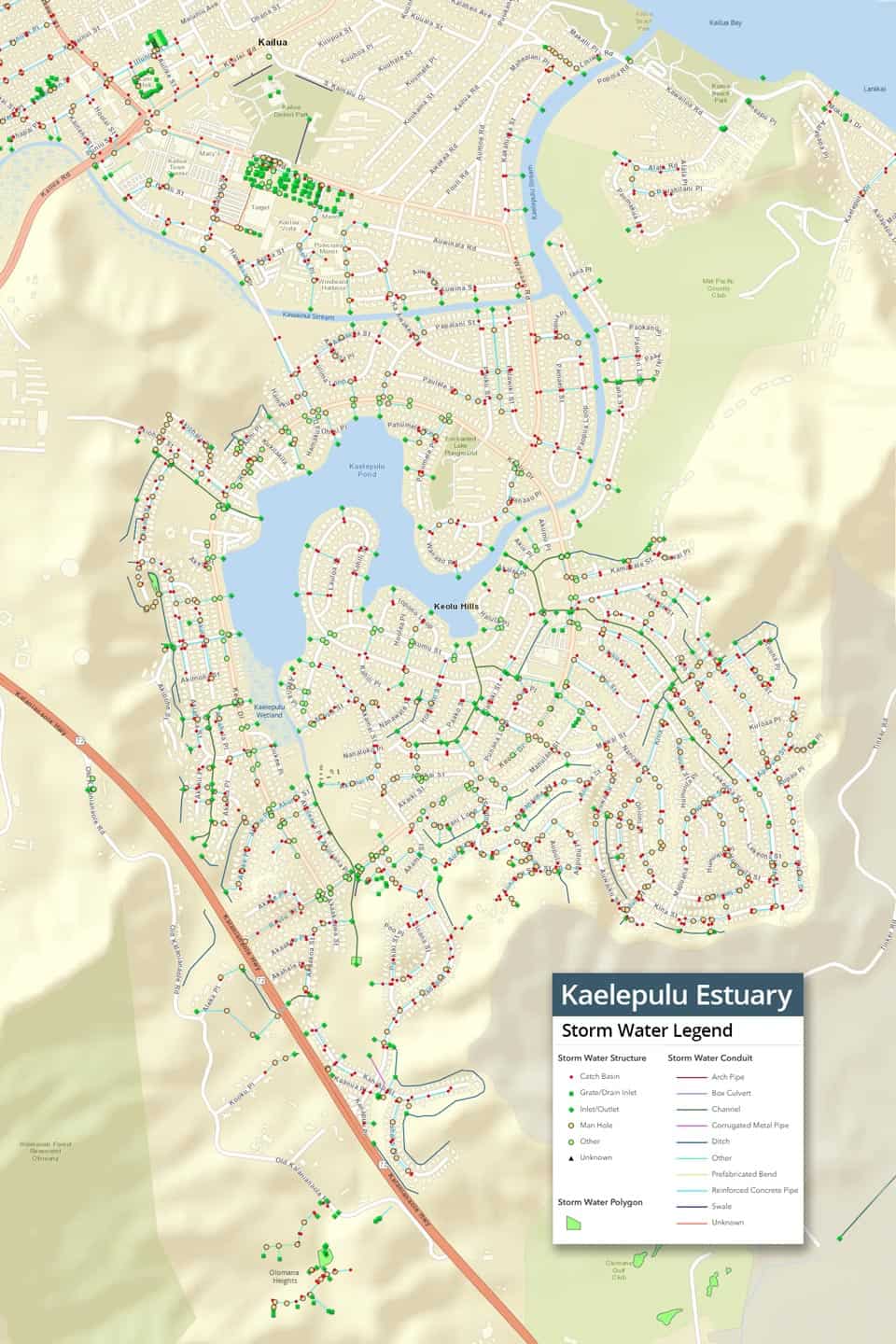 Kaelepulu watershed Storm Drain Map